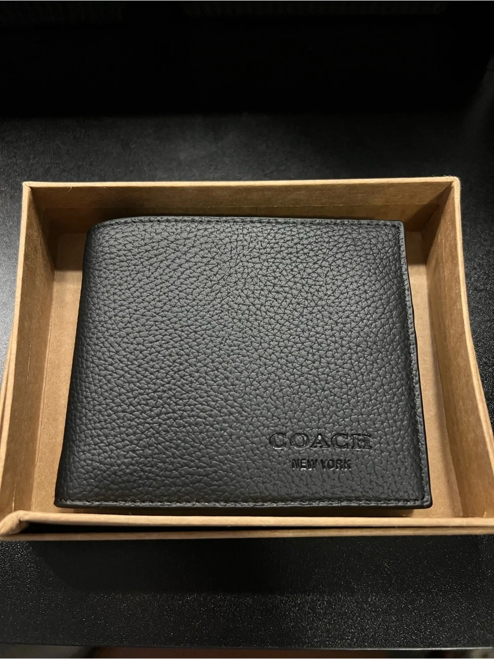 Coach Black Pebbled Leather Bifold Wallet